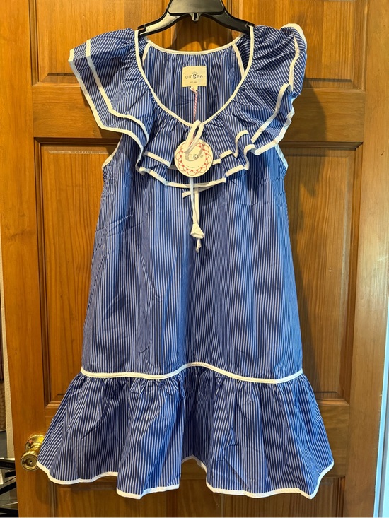 Umgee Dresses & Skirts - NWT! Umgee Blue Striped Ruffle Dress